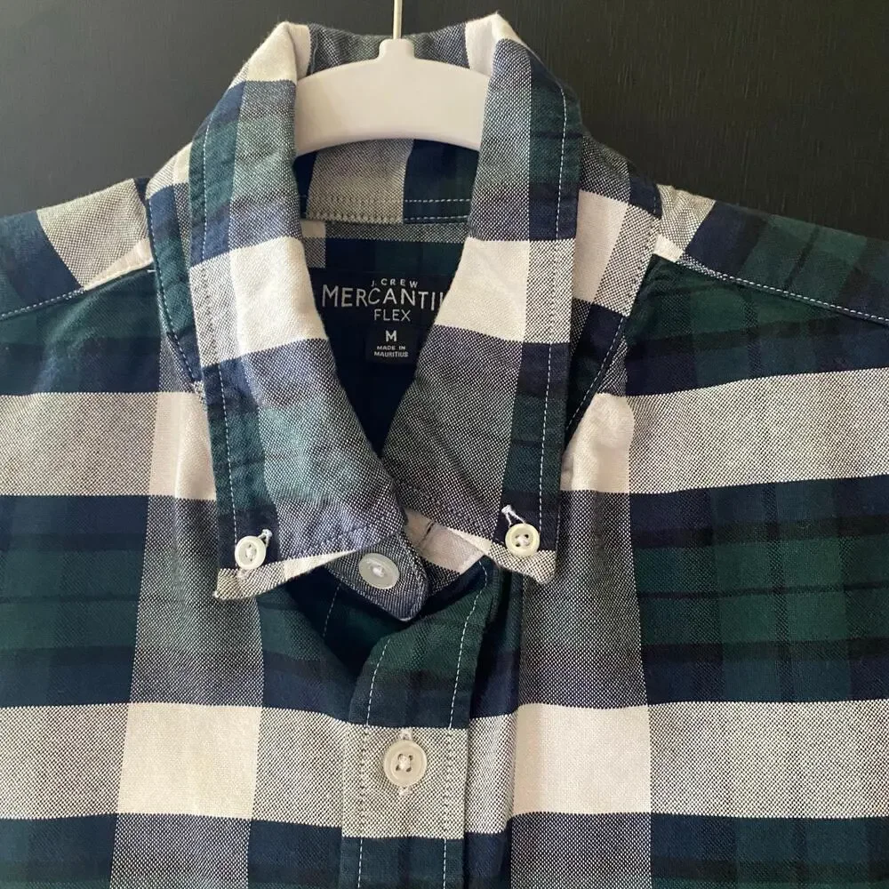J. Crew Mercantile Plaid Button Down Shirt 100% Cotton Mens Size Medium